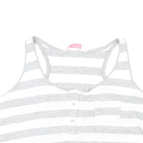 Secret Possessions Womens Multicoloured Striped Cotton Basic Tank Size 8 Round Neck