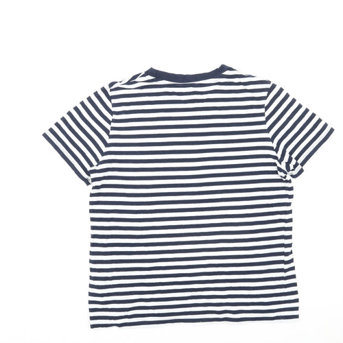 Marks and Spencer Womens Multicoloured Striped Cotton Basic T-Shirt Size 12 Round Neck