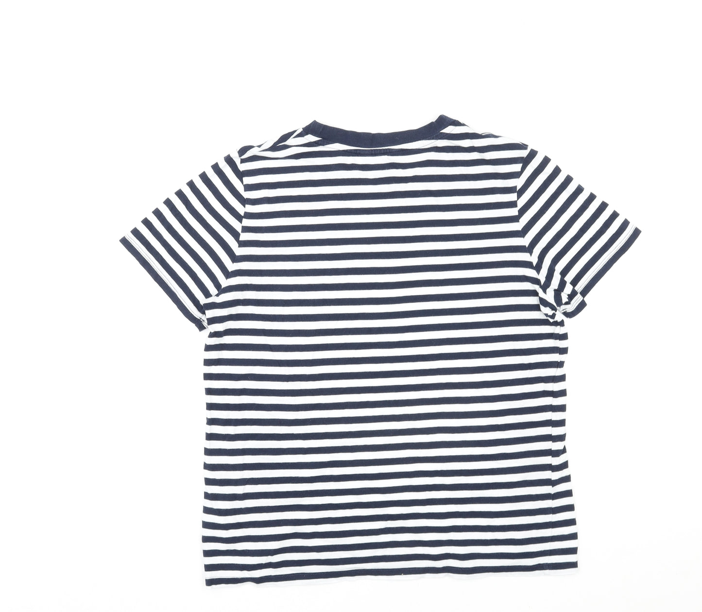 Marks and Spencer Womens Multicoloured Striped Cotton Basic T-Shirt Size 12 Round Neck