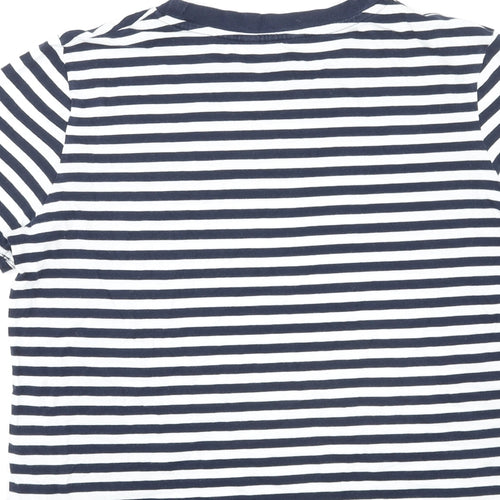 Marks and Spencer Womens Multicoloured Striped Cotton Basic T-Shirt Size 12 Round Neck