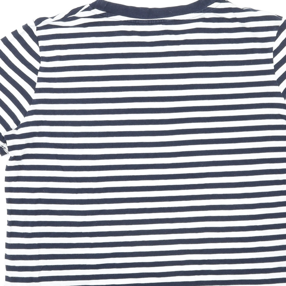 Marks and Spencer Womens Multicoloured Striped Cotton Basic T-Shirt Size 12 Round Neck