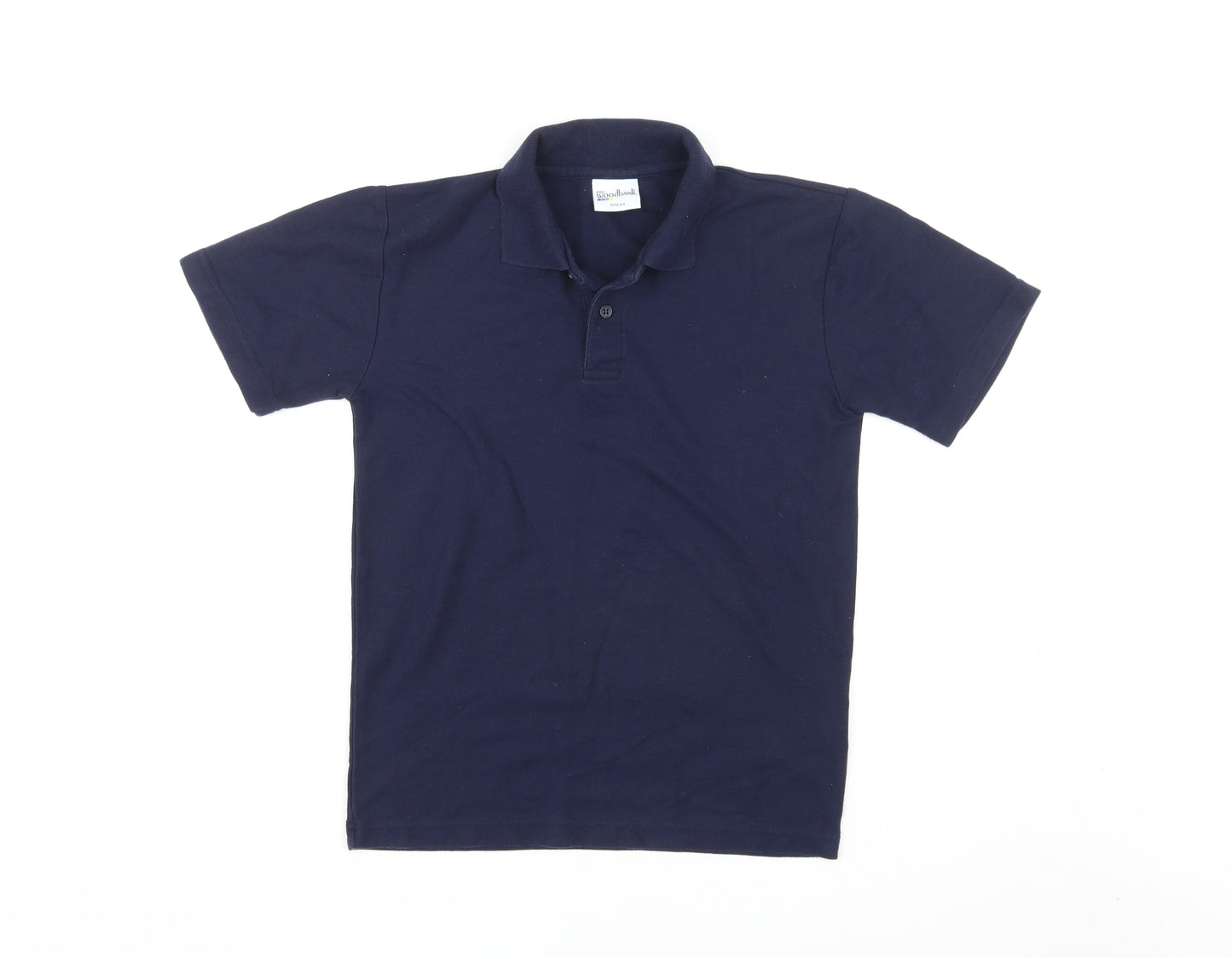 Woodbank Boys Blue Polyester Basic Polo Size 11-12 Years Collared Pullover