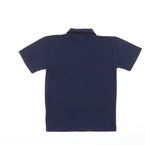Woodbank Boys Blue Polyester Basic Polo Size 11-12 Years Collared Pullover