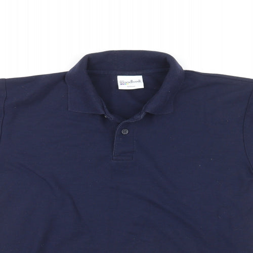 Woodbank Boys Blue Polyester Basic Polo Size 11-12 Years Collared Pullover