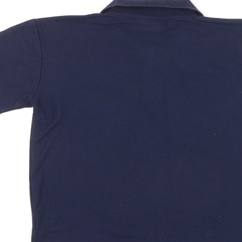 Woodbank Boys Blue Polyester Basic Polo Size 11-12 Years Collared Pullover