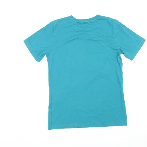 H&M Boys Blue Cotton Basic T-Shirt Size 12-13 Years Round Neck Pullover - Floss Mode