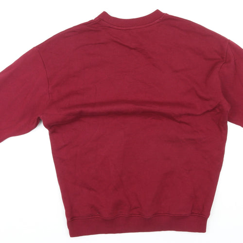 Teemill Womens Red Cotton Pullover Sweatshirt Size 10 Pullover - Cat