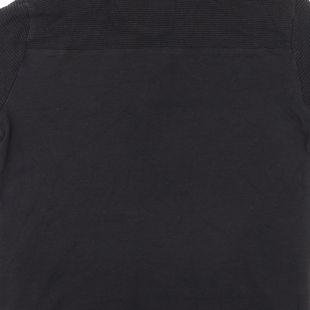 NEXT Mens Black Cotton Polo Size M Collared Zip - Ribbed