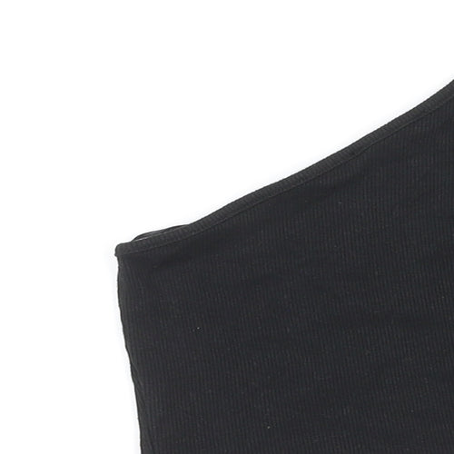 Zara Womens Black Cotton Basic Tank Size S One Shoulder - Cut Out
