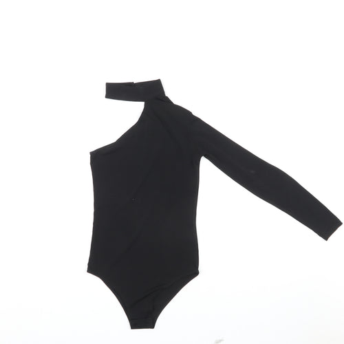 Zack Womens Black Polyester Bodysuit One-Piece Size 4 Snap