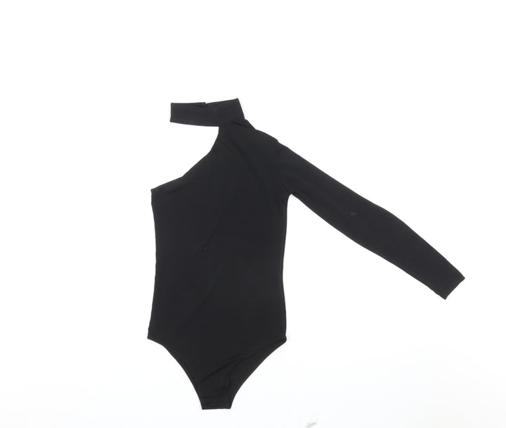 Zack Womens Black Polyester Bodysuit One-Piece Size 4 Snap
