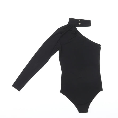Zack Womens Black Polyester Bodysuit One-Piece Size 4 Snap