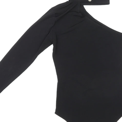 Zack Womens Black Polyester Bodysuit One-Piece Size 4 Snap