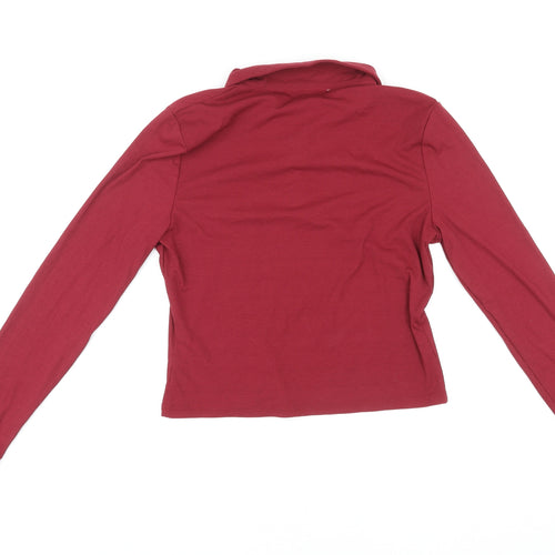 Coast Womens Red Polyester Basic T-Shirt Size L Collared