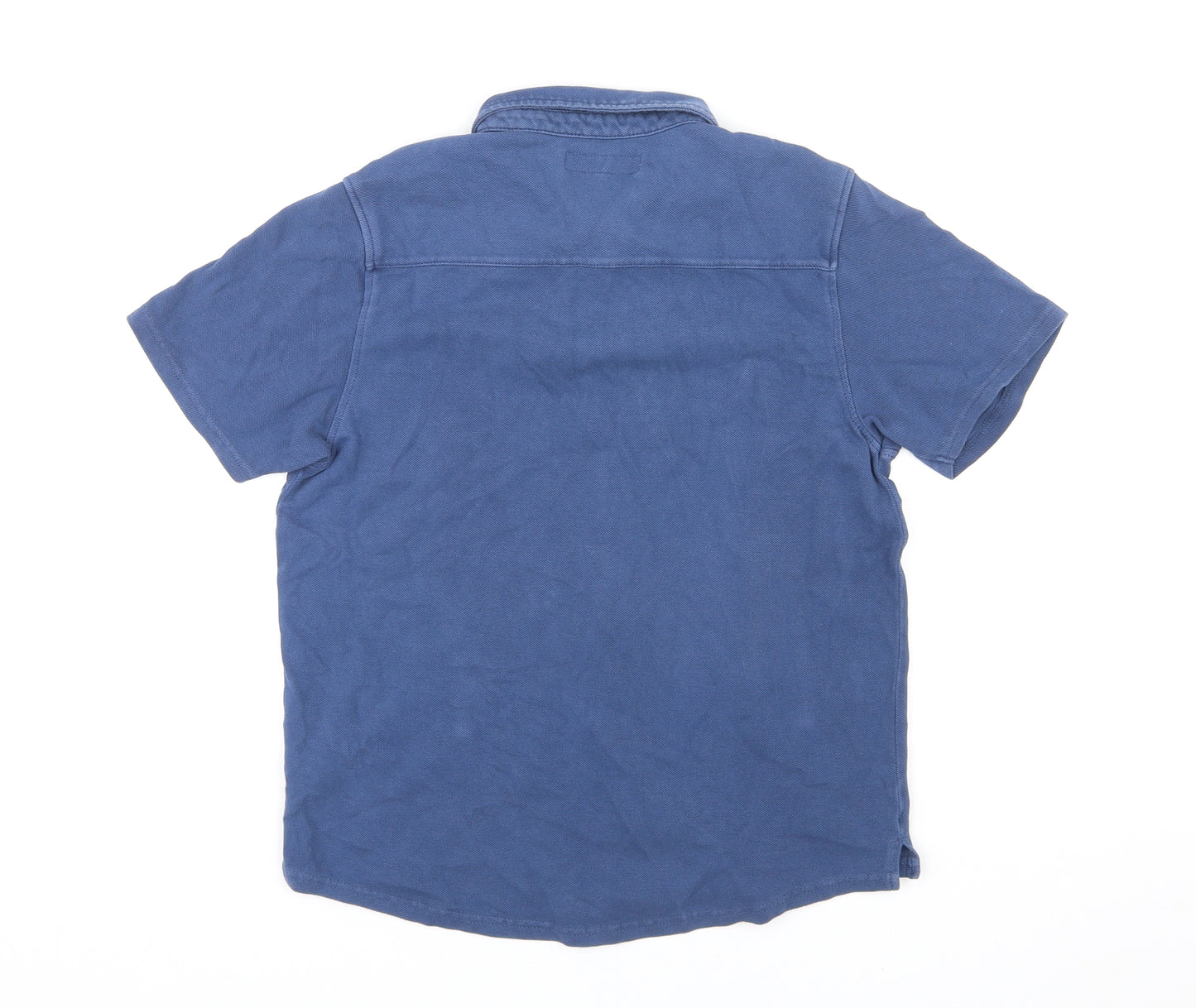 Zara Womens Blue Cotton Basic Button-Up Size 10 Collared