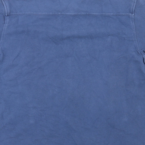 Zara Womens Blue Cotton Basic Button-Up Size 10 Collared