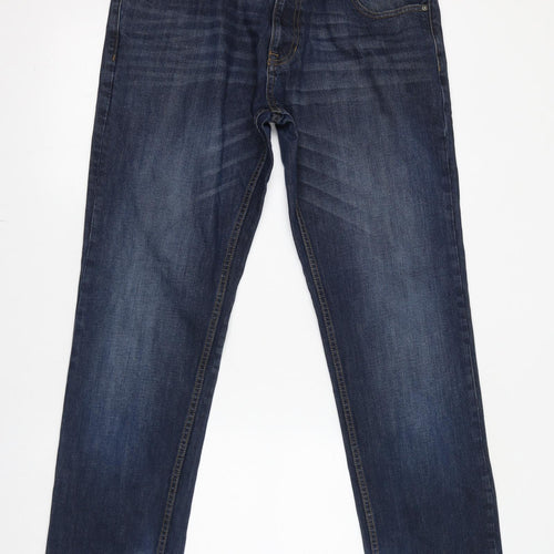 NEXT Mens Blue Cotton Straight Jeans Size 34 in L33 in Regular Zip