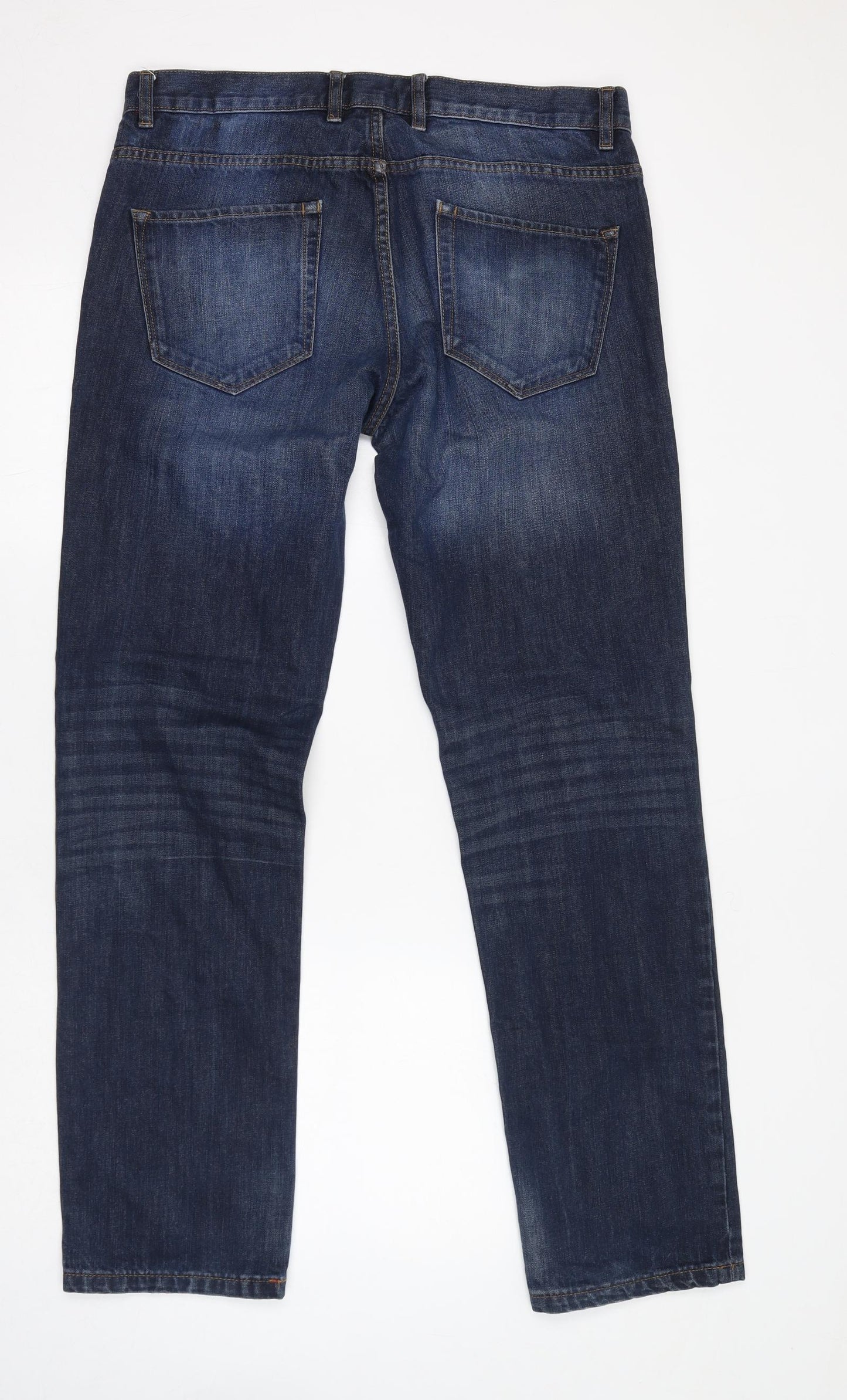 NEXT Mens Blue Cotton Straight Jeans Size 34 in L33 in Regular Zip
