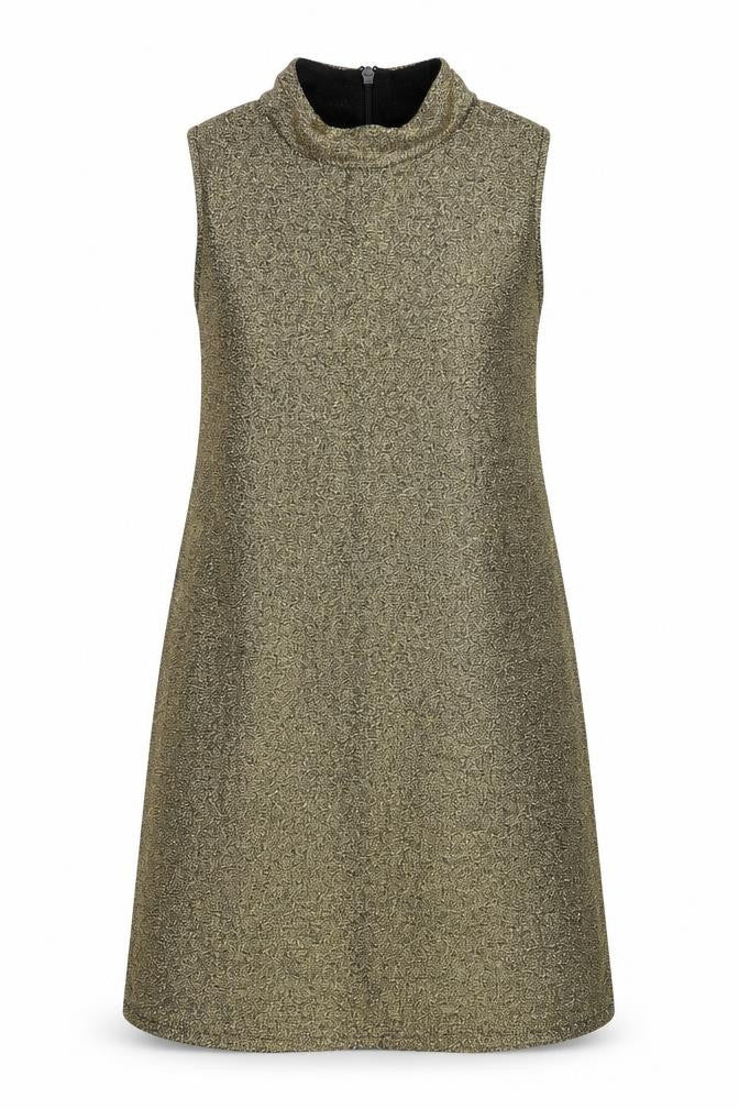 Topshop Womens Gold Viscose A-Line Size 10 Mock Neck Zip
