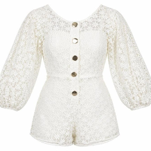 ASOS Womens White Floral Polyester Playsuit One-Piece Size 8 L13 in Zip - Open Back