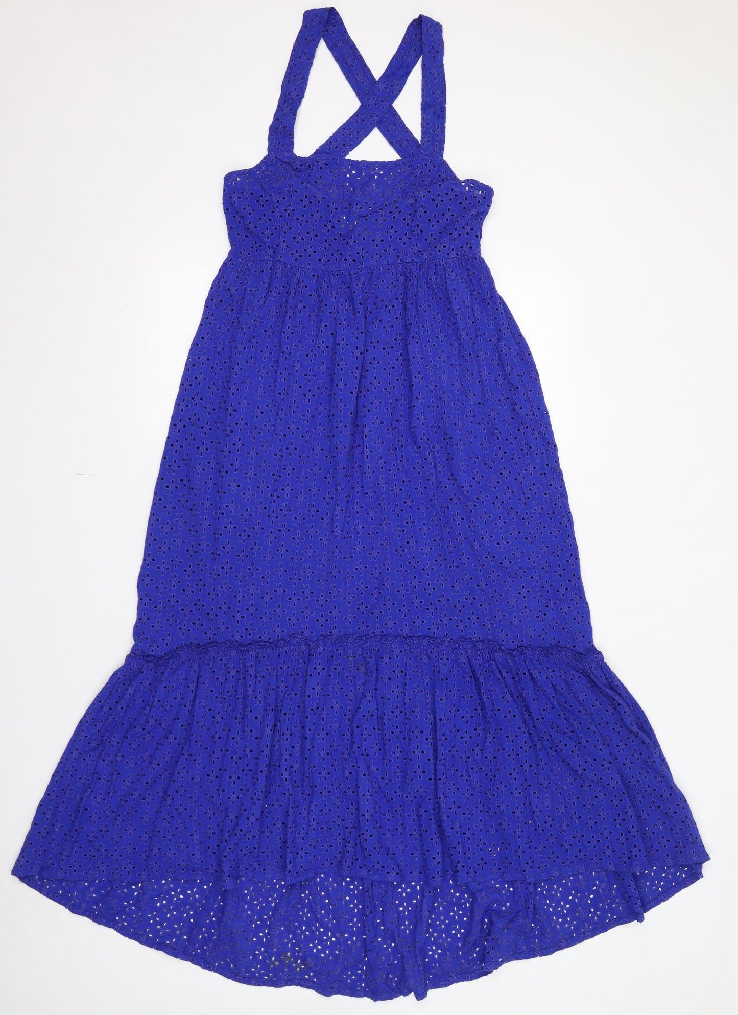 Cecile Womens Blue Geometric Viscose Tank Dress Size S Square Neck Pullover