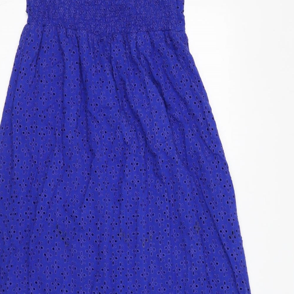 Cecile Womens Blue Geometric Viscose Tank Dress Size S Square Neck Pullover