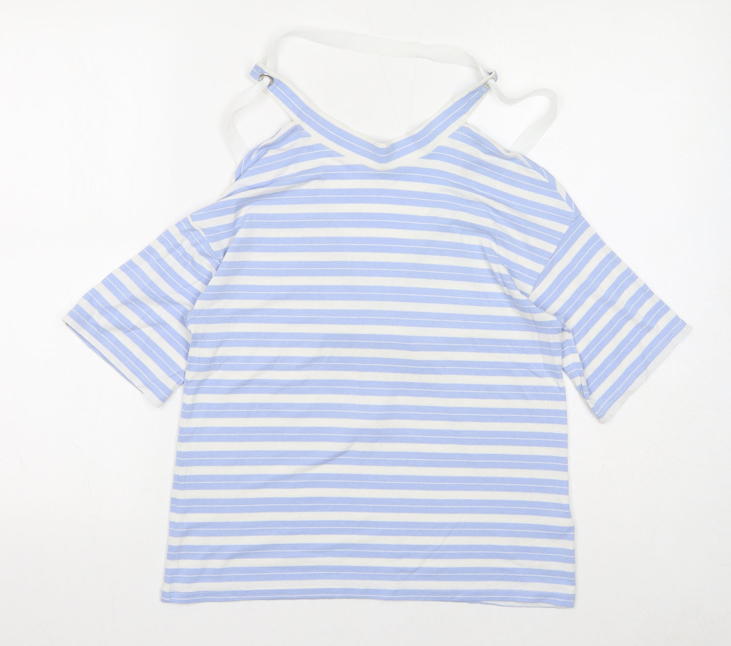 Limited Edition Womens Blue Striped Viscose Basic Blouse Size 10 Halter