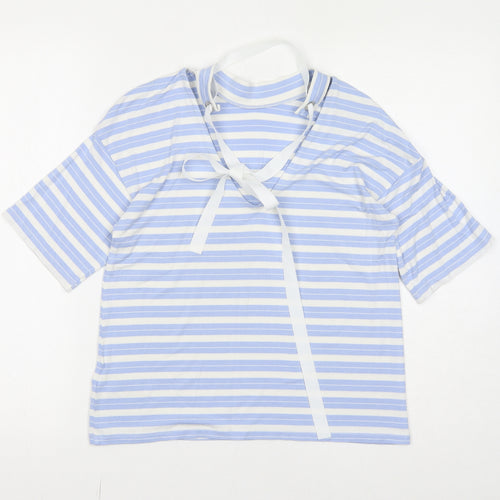 Limited Edition Womens Blue Striped Viscose Basic Blouse Size 10 Halter
