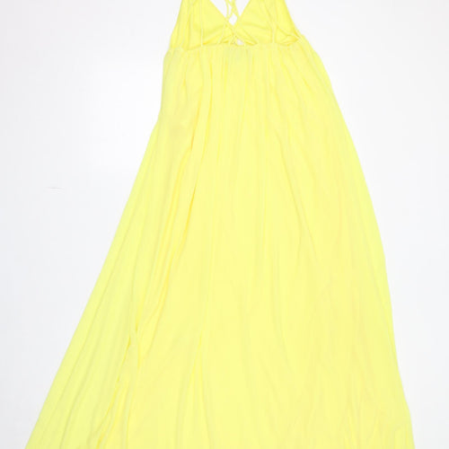 H&M Womens Yellow Polyester Maxi Size 6 V-Neck Zip