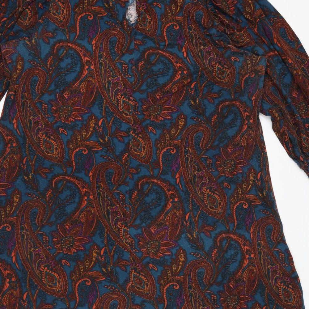 NEXT Womens Blue Paisley Viscose A-Line Size 16 Mock Neck Pullover