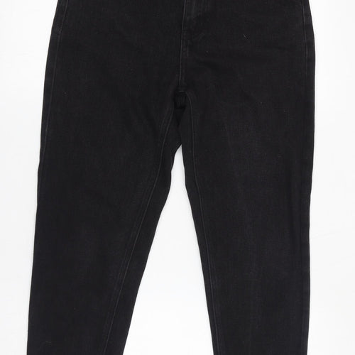 Boohoo Womens Black Cotton Straight Jeans Size 8 L26 in Regular Zip