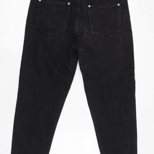 Boohoo Womens Black Cotton Straight Jeans Size 8 L26 in Regular Zip
