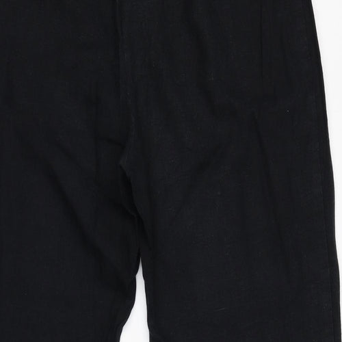 Marks and Spencer Womens Black Linen Trousers Size 14 L27 in Regular Zip