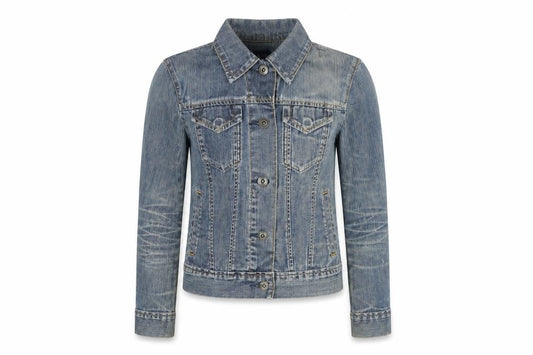 Front view of Gap women’s blue jacket, size XS, button