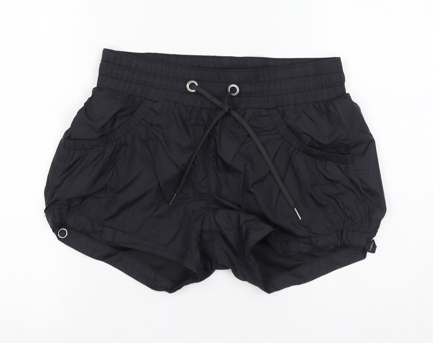 H&M Womens Black Polyamide Athletic Shorts Size 8 L13 in Regular Drawstring