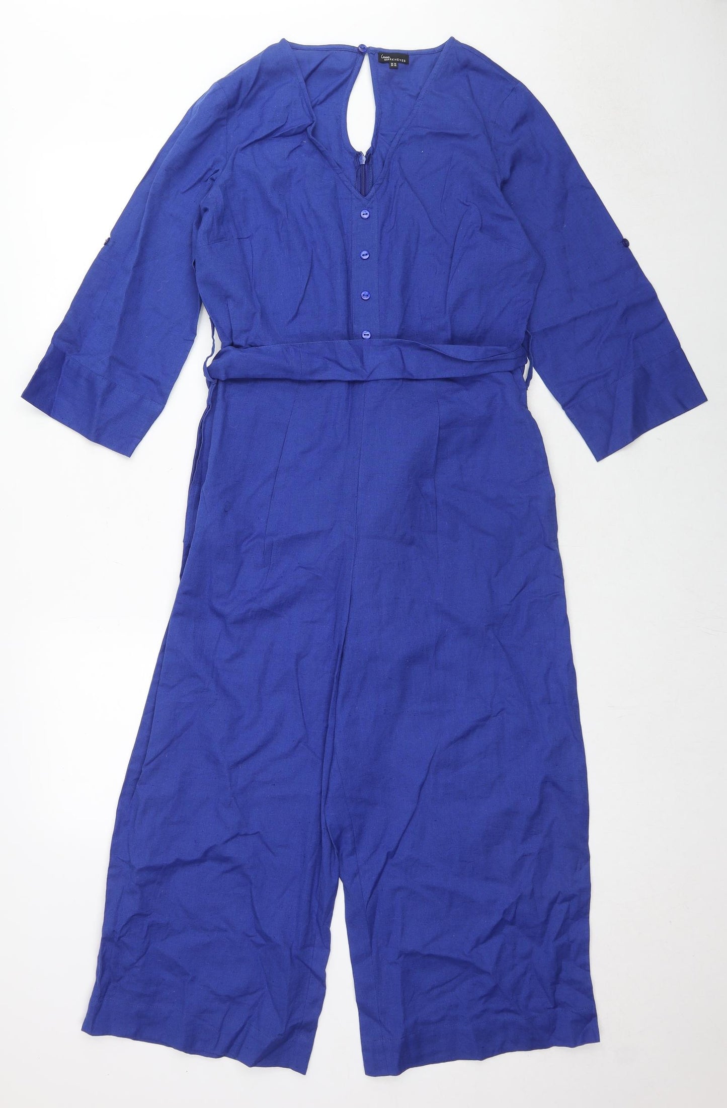 Mark Heves Womens Blue Cotton Jumpsuit One-Piece Size 10 L20 in Zip