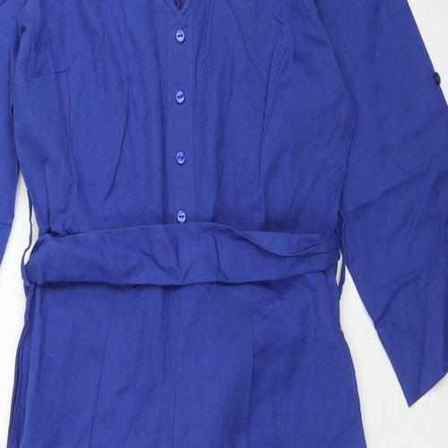 Mark Heves Womens Blue Cotton Jumpsuit One-Piece Size 10 L20 in Zip