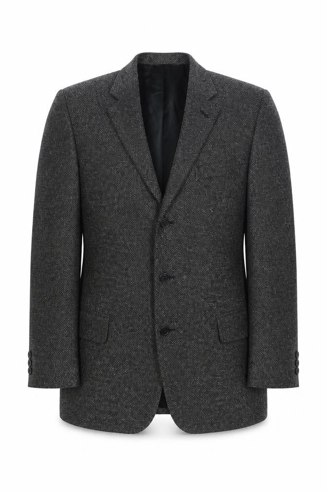 Front view of St Michael men’s grey cotton jacket blazer, size 40, regular