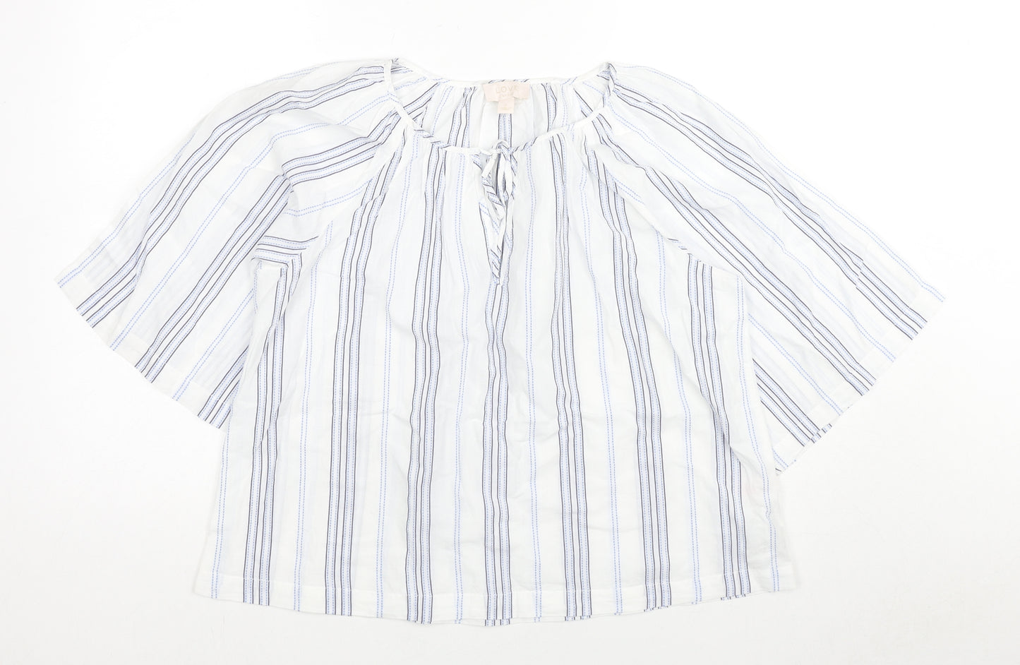 Gap Womens White Striped Cotton Basic Blouse Size S Round Neck