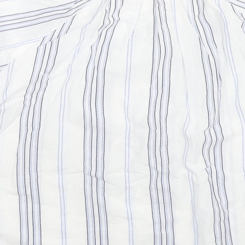 Gap Womens White Striped Cotton Basic Blouse Size S Round Neck