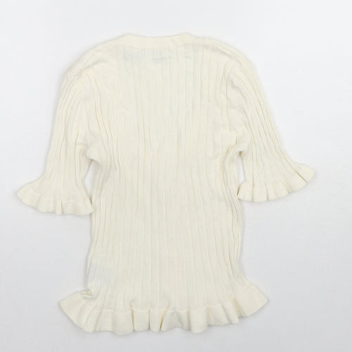 Brave Soul Womens Ivory Scoop Neck Viscose Pullover Jumper Size M