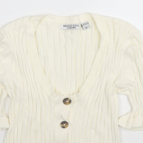 Brave Soul Womens Ivory Scoop Neck Viscose Pullover Jumper Size M