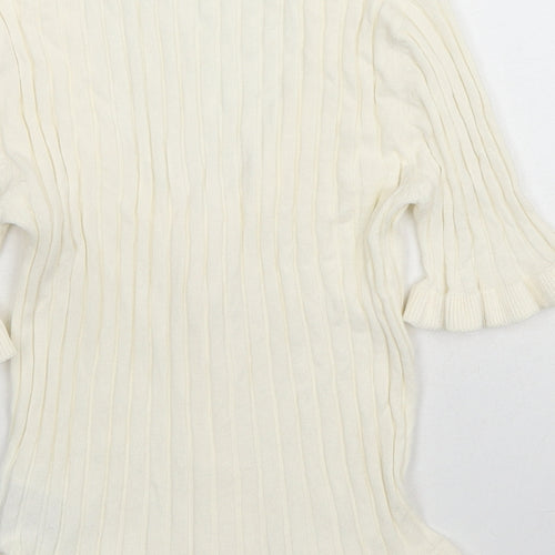 Brave Soul Womens Ivory Scoop Neck Viscose Pullover Jumper Size M