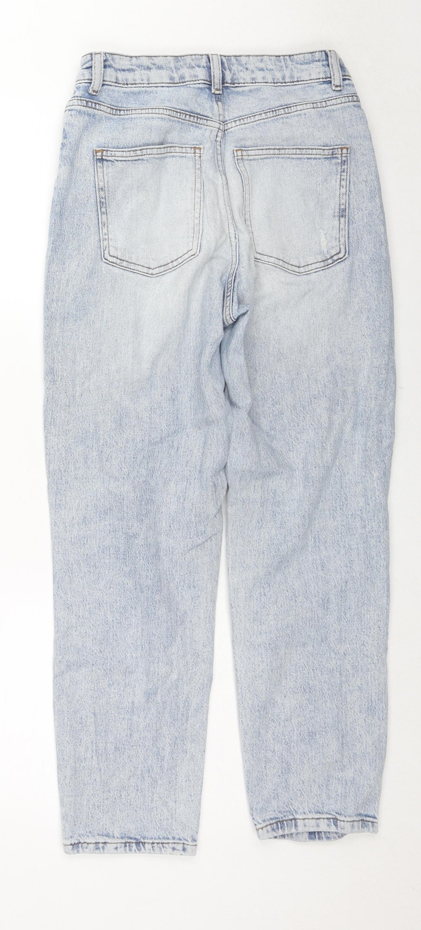 New Look Womens Blue Cotton Boyfriend Jeans Size 8 L26 in Regular Zip