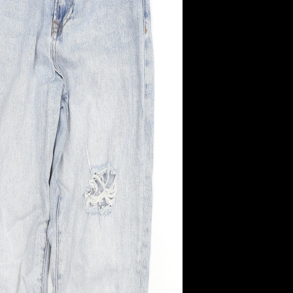 New Look Womens Blue Cotton Boyfriend Jeans Size 8 L26 in Regular Zip