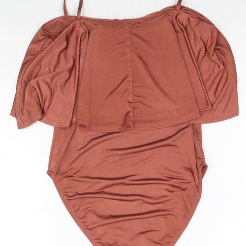 River Island Womens Brown Polyester Bodysuit One-Piece Size 8 Snap