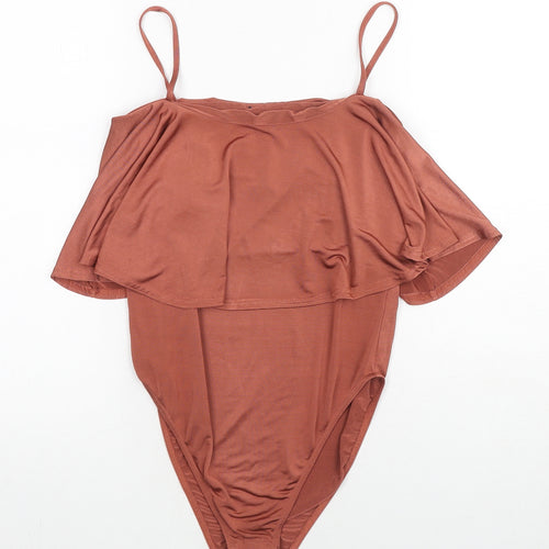 River Island Womens Brown Polyester Bodysuit One-Piece Size 8 Snap