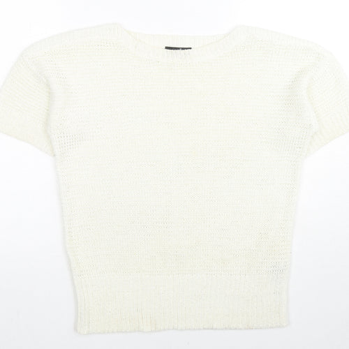Wallis Womens White Boat Neck Acrylic Pullover Jumper Size S