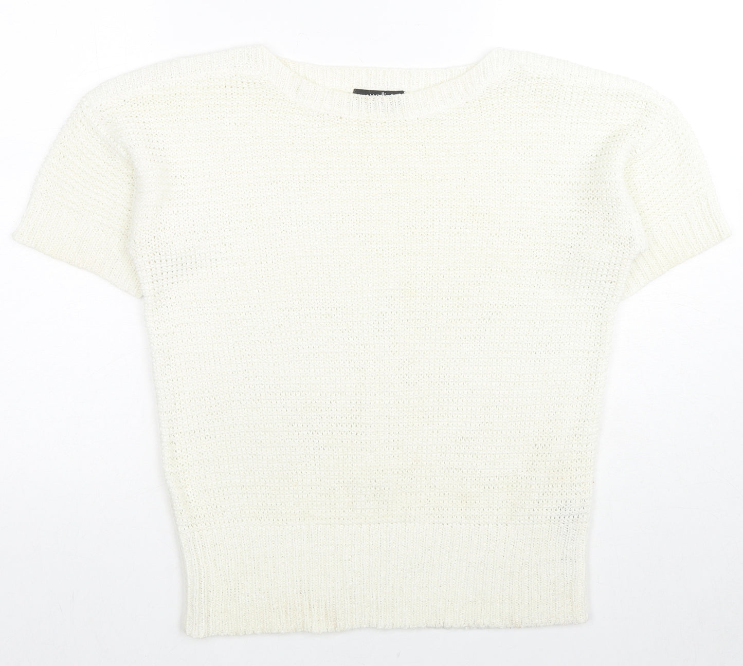 Wallis Womens White Boat Neck Acrylic Pullover Jumper Size S