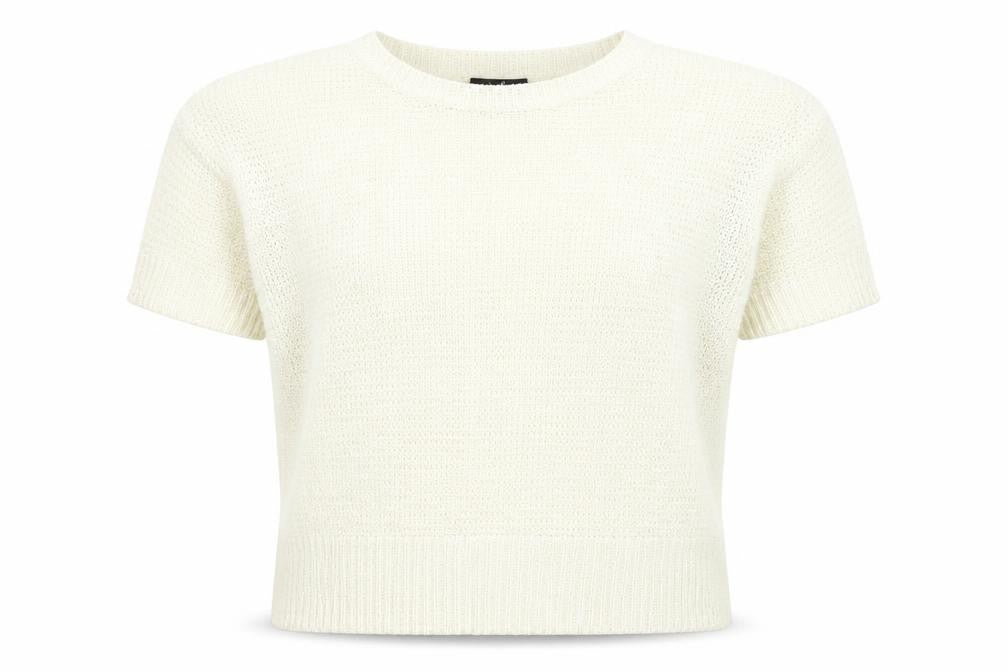 Front view of Wallis women’s white boat neck acrylic jumper, size S